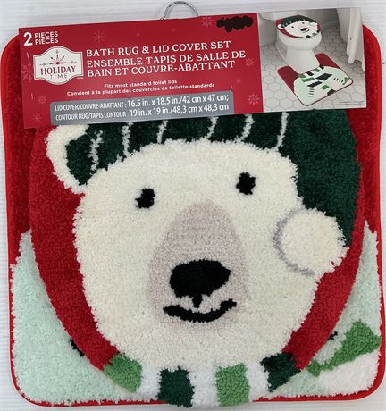 Ens. tapis bain + housse couvercle 16,5 x 18,5 / 19 x 19 po