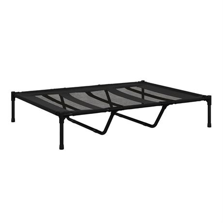Lit pour chien surélevé 48 x 36 po noir portable pieds antidérapants