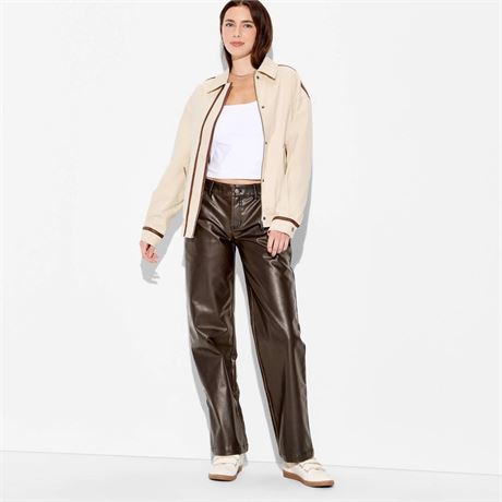00 - Pantalon faux cuir jambe droite Wild Fable femmes - brun