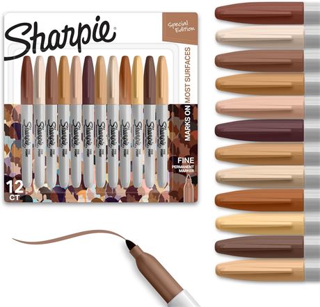 Marqueurs permanents Sharpie portrait pointe fine lot de 12