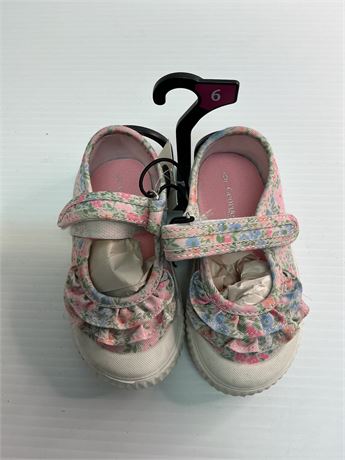 Souliers fleuris rose/vert bébé fille George 6