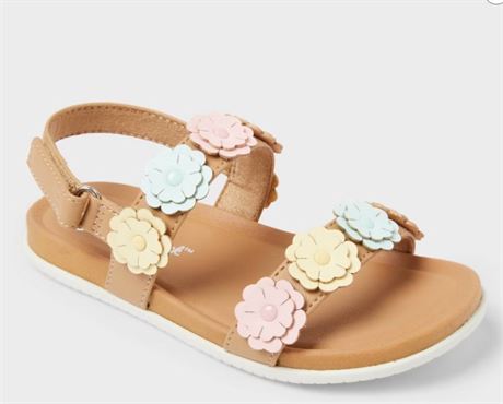Sandales florales semelle moulée Sharma tout-petits C&J havane 10T