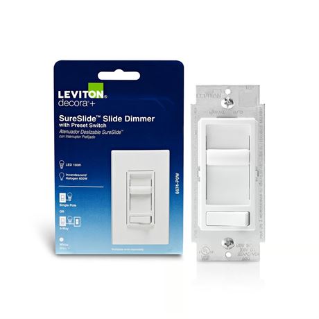 Gradateur à glissière Leviton Decora SureSlide blanc 600 W (1)