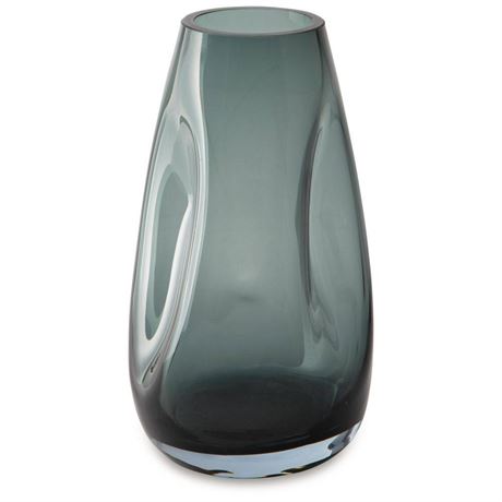 Vase décoratif verre gris 9 po