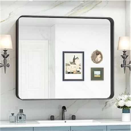 Miroir mural de salle de bain TokeShimi 48 x 36 po noir