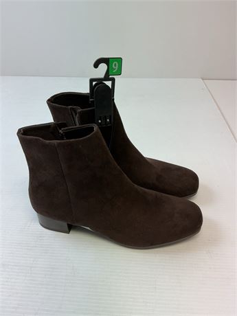 Bottines femme talon bas carré avec fermeture éclair grandeur 9