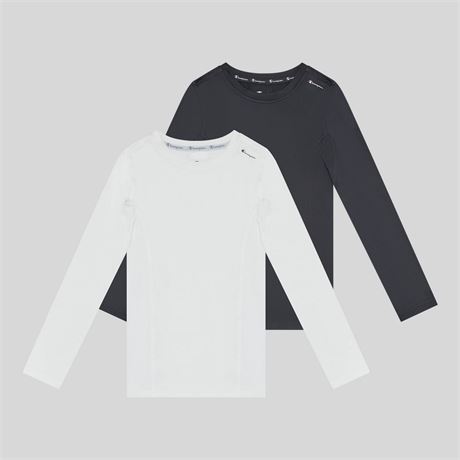 Champion YOUTH paquet 2 chandails compression manches longues blanc/noir S