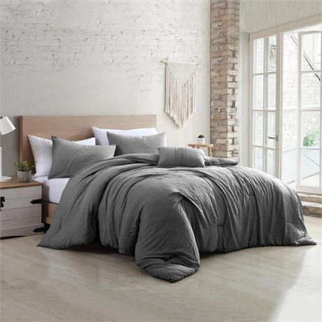Ens. édredon Amrapur Overseas délavé gris multi réversible TG