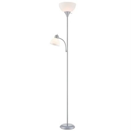 Lampadaire combo Mainstays 72 po argent avec liseuse - design moderne