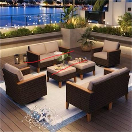 Premium Home Solutions Wicker King 4 places brun rotin (2 pivotantes, 1)