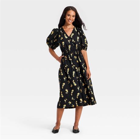 Robe étagée cache-cœur A New Day femmes - floral noir P