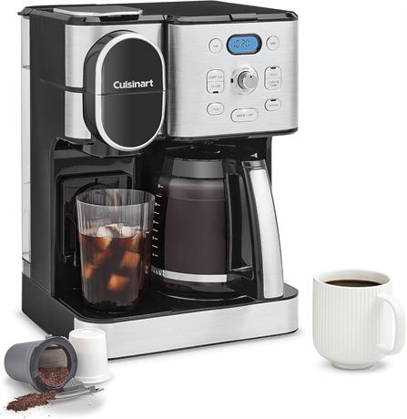 Cafetière Cuisinart 12 tasses, dosette carafe verre, chaud auto