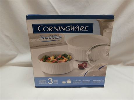 Ensemble CorningWare French White 3 pièces avec couvercle
