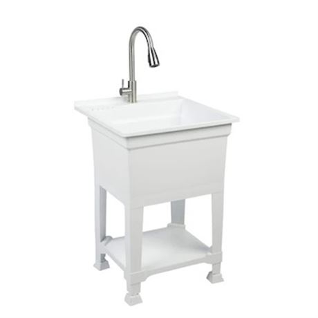 Cuve lessive/utilitaire autoportante 24 x 24 x 35 po blanc