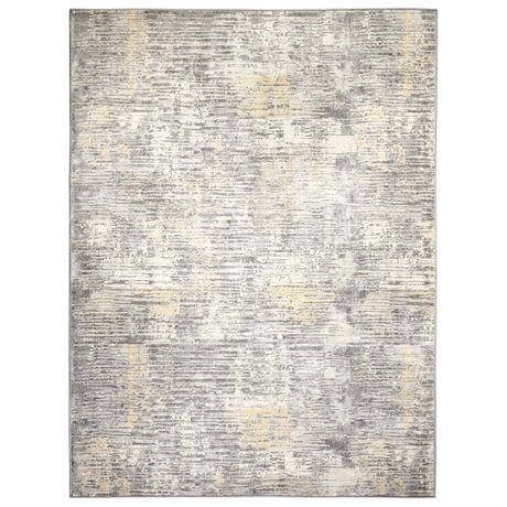Tapis abstrait Melrose Lorenzo gris/jaune 8 x 10 pi