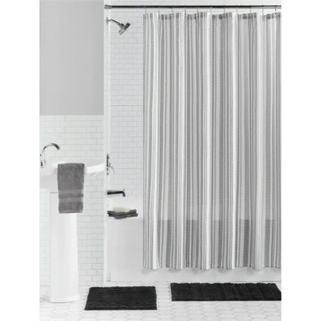 Ensemble de salle de bain rayé noir et blanc Mainstays – 15 pcs