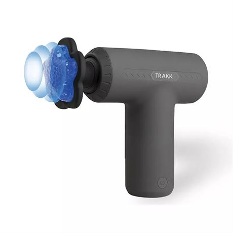 Pistolet massage portable TRAKK avec 5 têtes interchangeables, gris