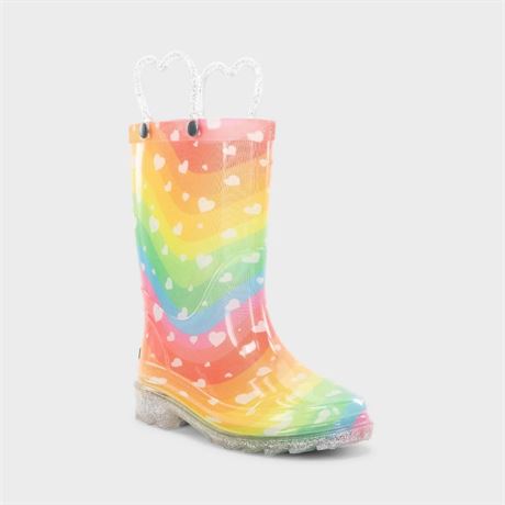 Bottes pluie Western Chief Heart Waves tout-petits 5T brillantes lumineuses