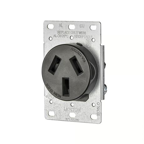 Prise Leviton 50A 125/250V duplex noire 10-50R
