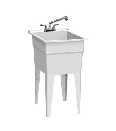 Cuve à lessive tout-en-un RuggedTub 20 po blanc étroit + robinet