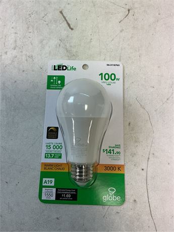 Ampoule LED globe blanc chaud 3000K