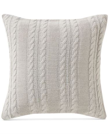Coussin déco VCNY Home Dublin tricot torsadé coton 18 x 18 ivoire/crème