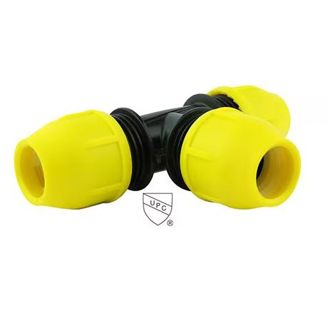 Té tuyau gaz poly jaune souterrain 3/4 po IPS DR 11