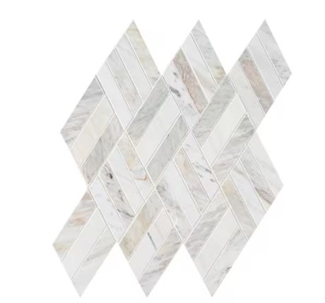 PAQUET DE 10 - Carreau de mosaïque en marbre poli sur trame, 11 po x 13 po