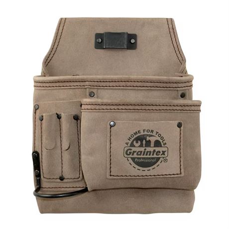 Pochette à clous et outils en suède 5 poches droitière