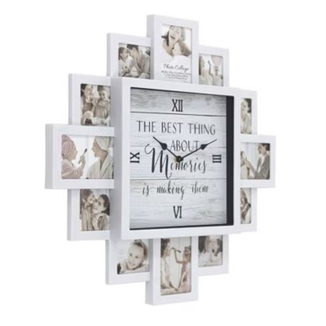 LIRE - Horloge murale Memories cadre photo collage Shabby Chic blanche