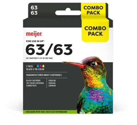 Cartouche encre Meijer pour HP 63 noir/tricolore