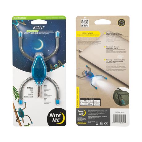 Mini-lampe rechargeable Nite Ize BugLit - bleu vif/charbon