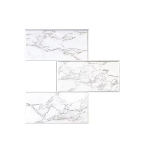 Paquet de 4 Carreaux dosseret autocollant marbre blanc 10 x 10 po