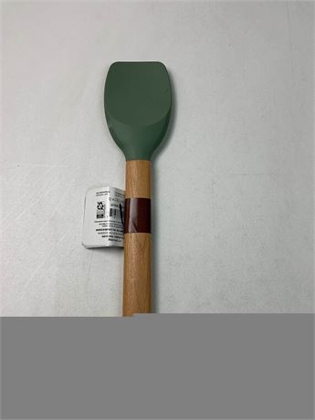 Spatule en silicone verte avec manche en bois – résistante à la chaleur