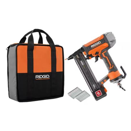 Agrafeuse finition pneumatique RIDGID 18 ga 1-1/2 po + sac entrepreneur