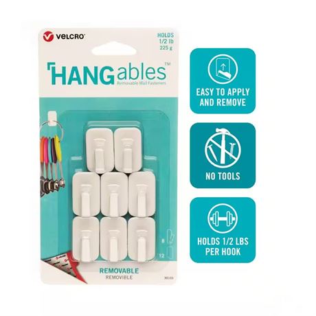Crochets adhésifs HANGables blanc paquet de 8