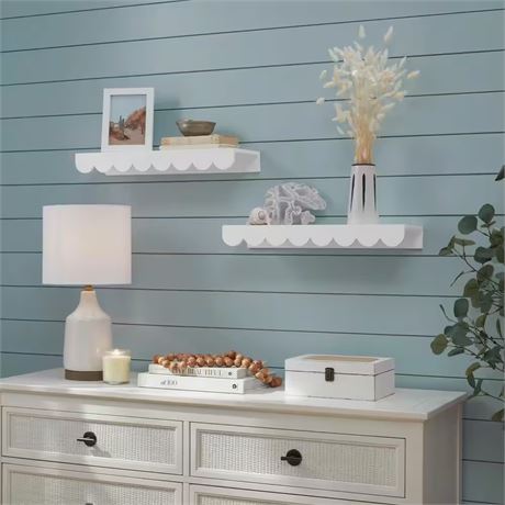 Tablettes murales bois blanc (2)