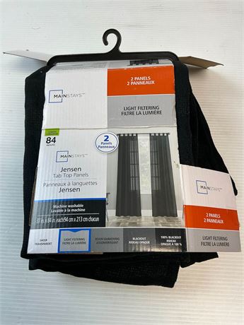 Rideaux noirs 84 po lot de 2 filtrant la lumière