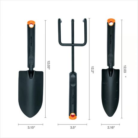 Ens. 3 outils de jardinage Fiskars 12 po acier
