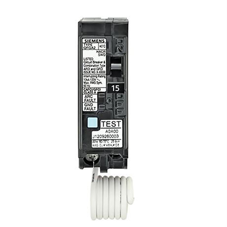Disjoncteur Siemens 15 A AFCI/GFCI double fonction