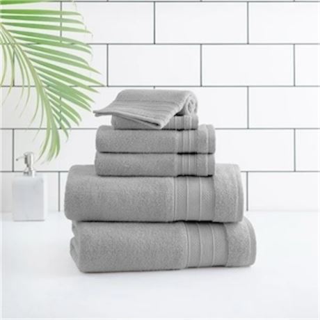 Ens. 6 - serviettes de bain unies Hometrends, grises