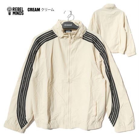 L - Coupe-vent nylon Rebel Minds hommes rayé incurvé (crème)