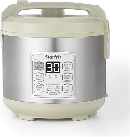 Starfrit Low Carb Rice Cooker - 14 Cups - Stainless Steel Low Carb/Steamer Baske