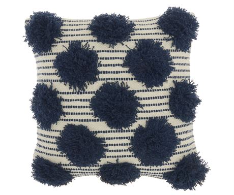 HOUSSE Coussin déco intérieur Mina Victory Life Styles touffeté pompons 18 x 18