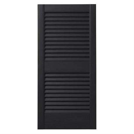 LOT DE 2 - Volets persiennes ouvertes polypropylène 15 x 31 po noirs