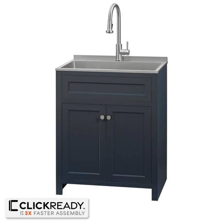 Cuve lessive 28 po à encastrer avec robinet et armoire prêt-à-assembler