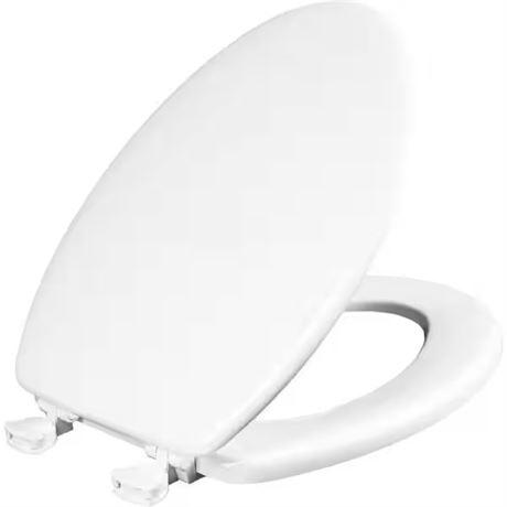 Siège toilette allongé bois émaillé avant fermé blanc amovible facile nett.
