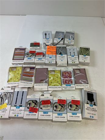 Étuis protection USB-C et chargeurs muraux lot 24