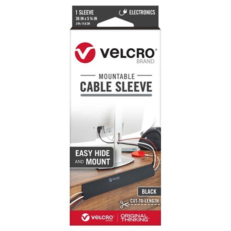 Gaines de câbles Velcro 36 po x 5 3/4 po – noir
