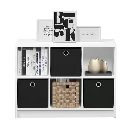 Bibliothèque cube Furinno 3 tablettes avec rangement fermé